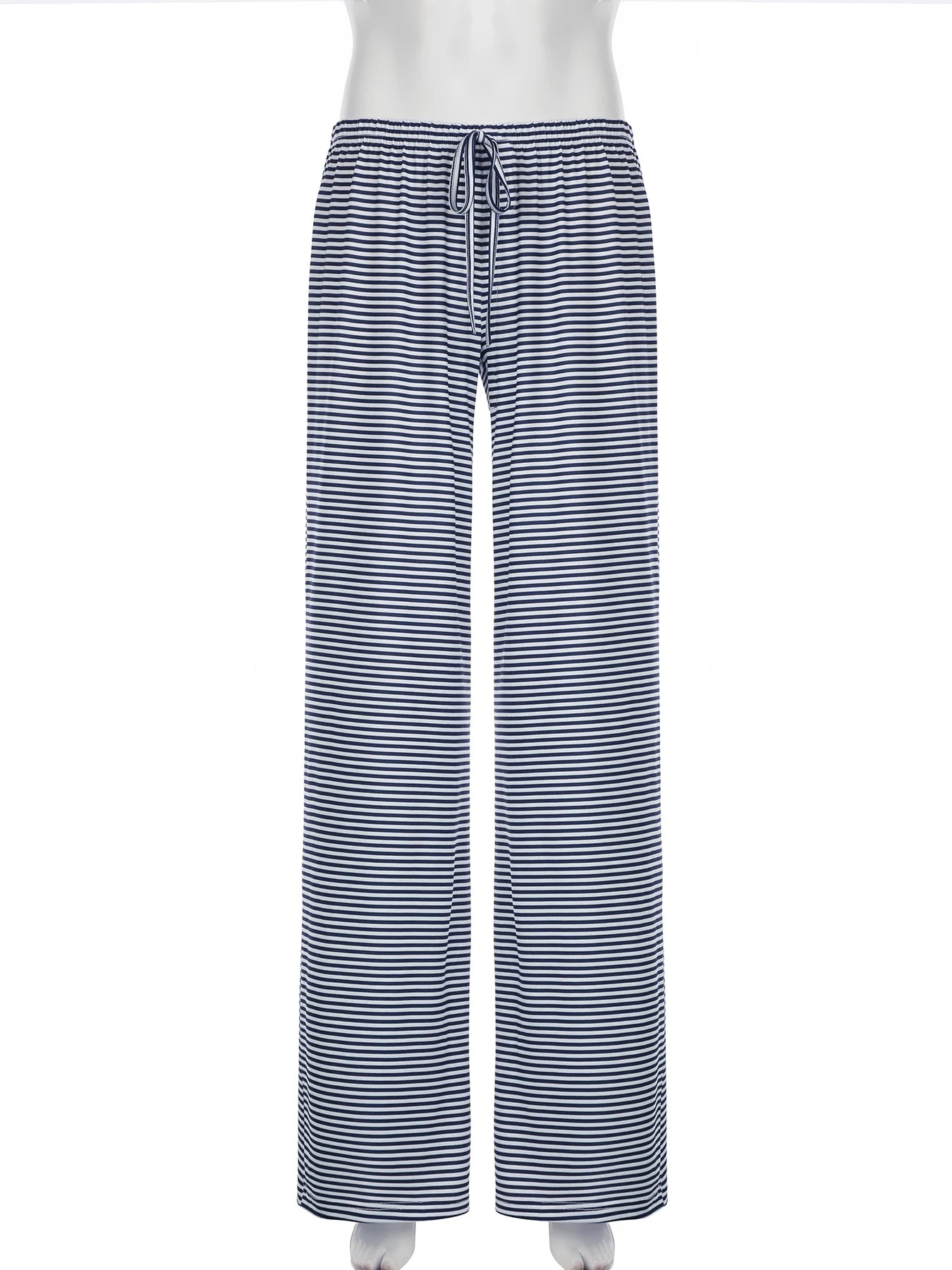 Black & White Striped Wide-Leg Pants