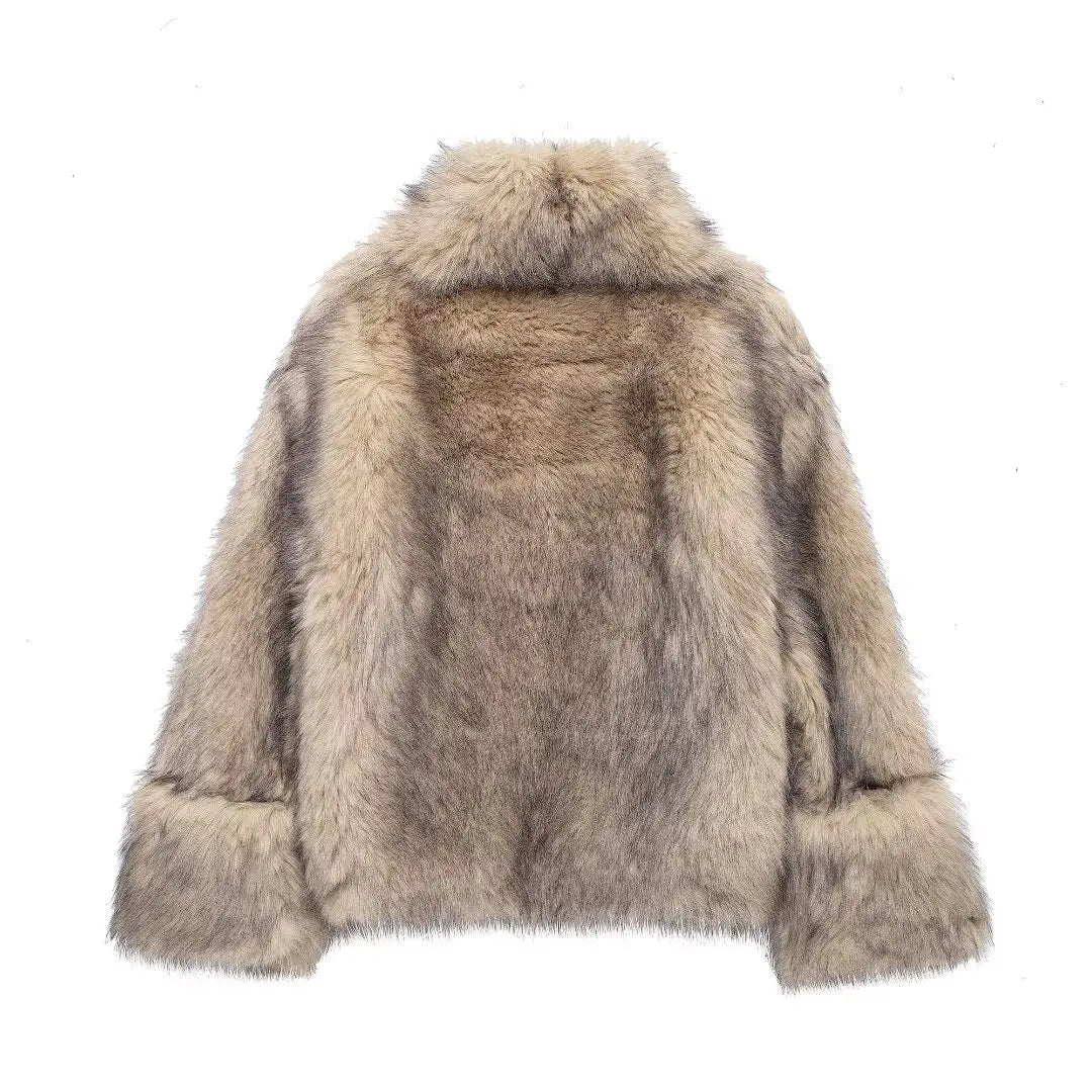 Fake fur high-neck jacket