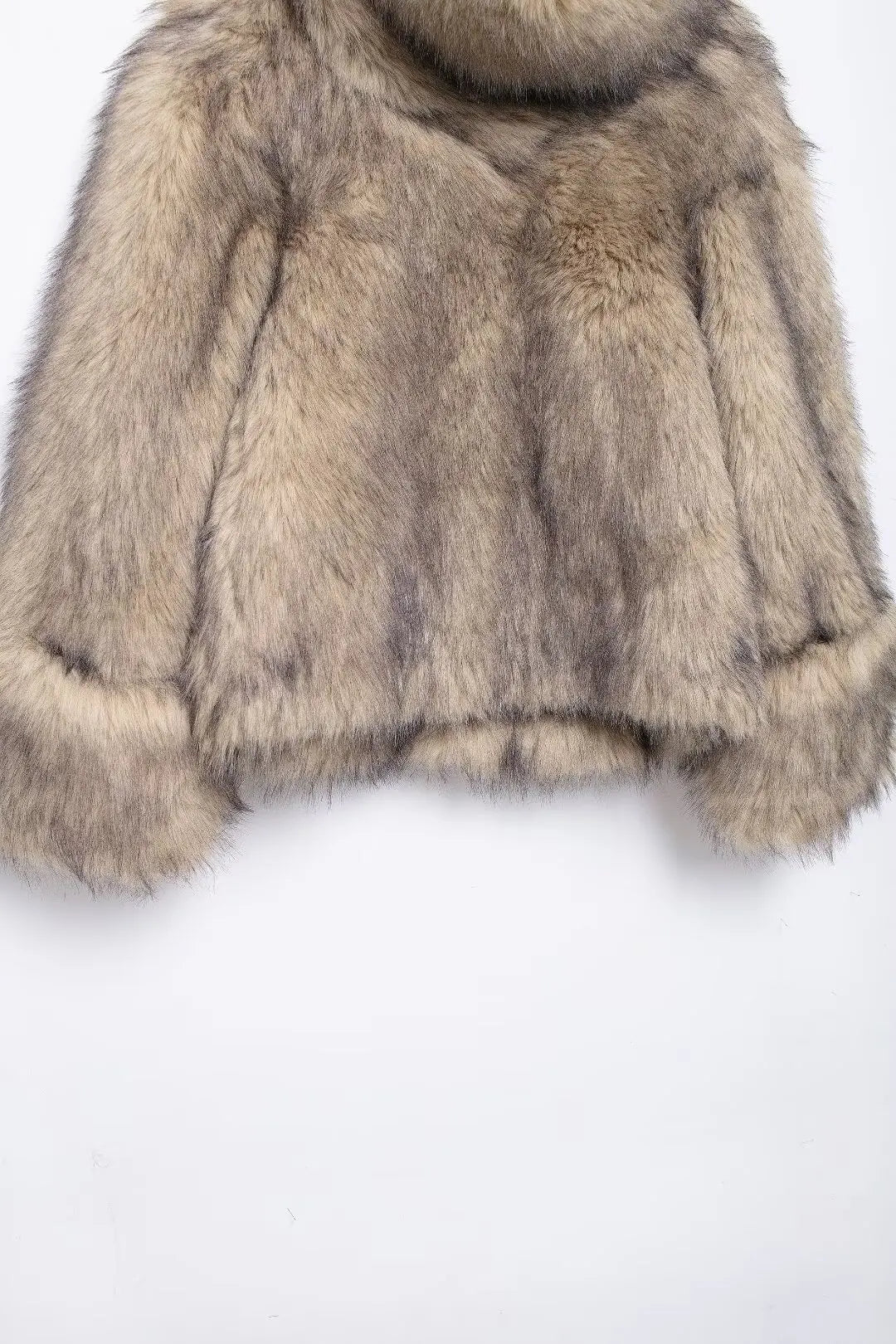 Fake fur high-neck jacket