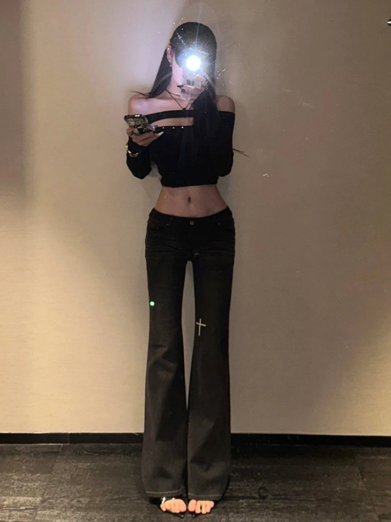 Black Off-Shoulder with Stud Detail