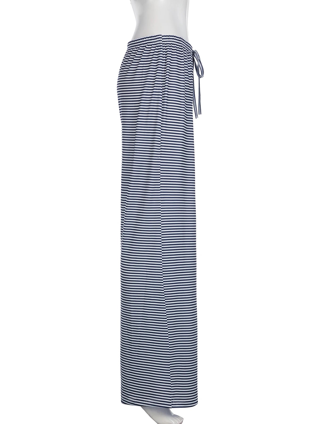 Black & White Striped Wide-Leg Pants