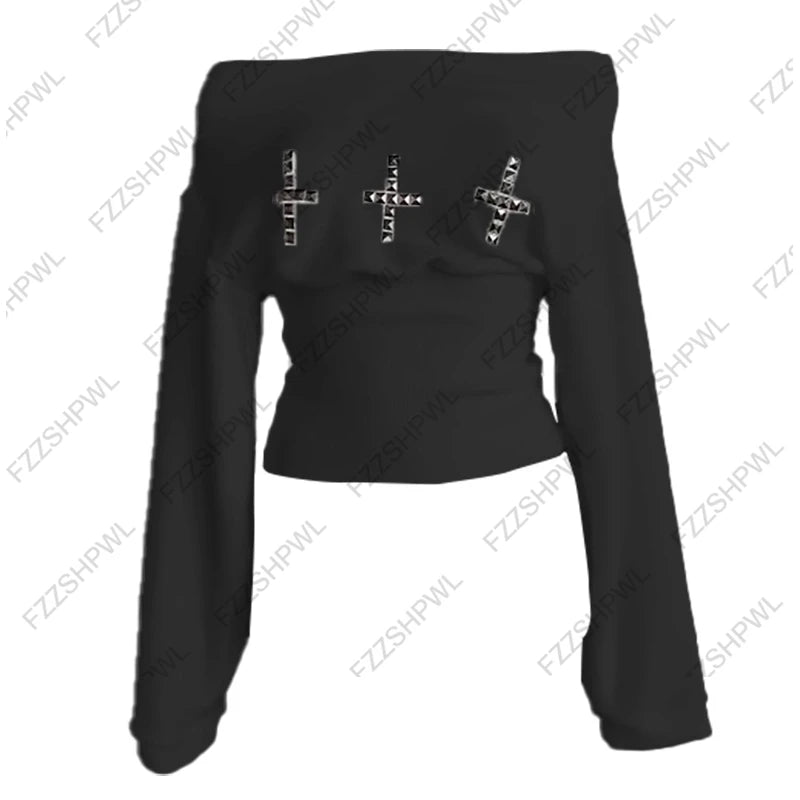Studded Cross Knit Lounge – Off Shoulder & Shorts