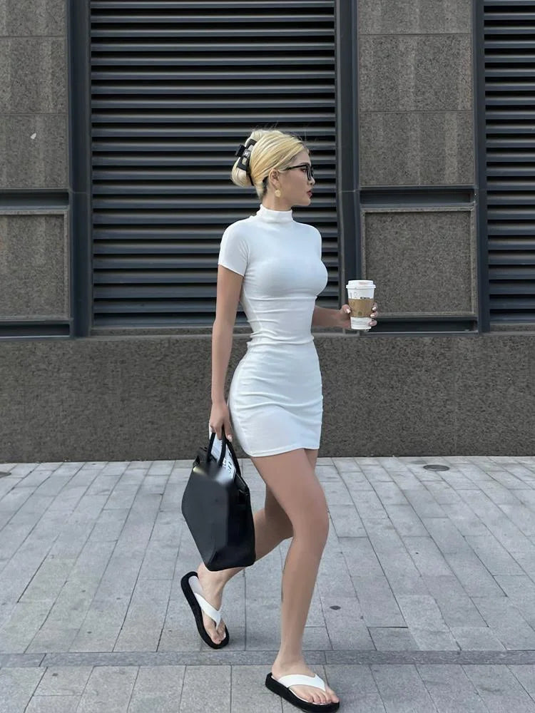 High Neck Bodycon Mini Dress