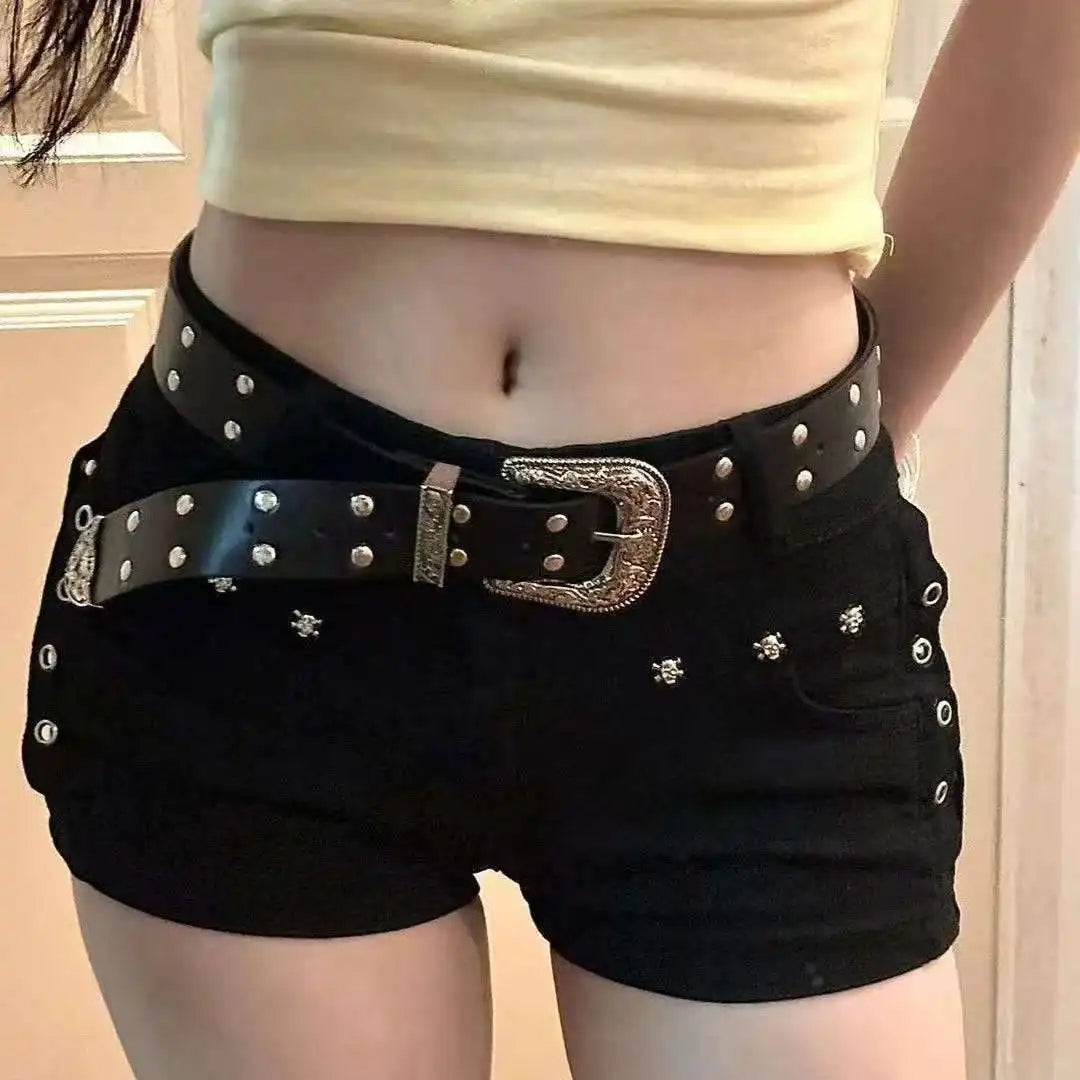 Studded Denim Shorts