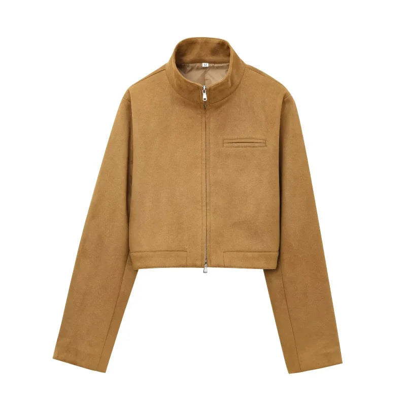 Women’s Faux Suede Cropped Jacket