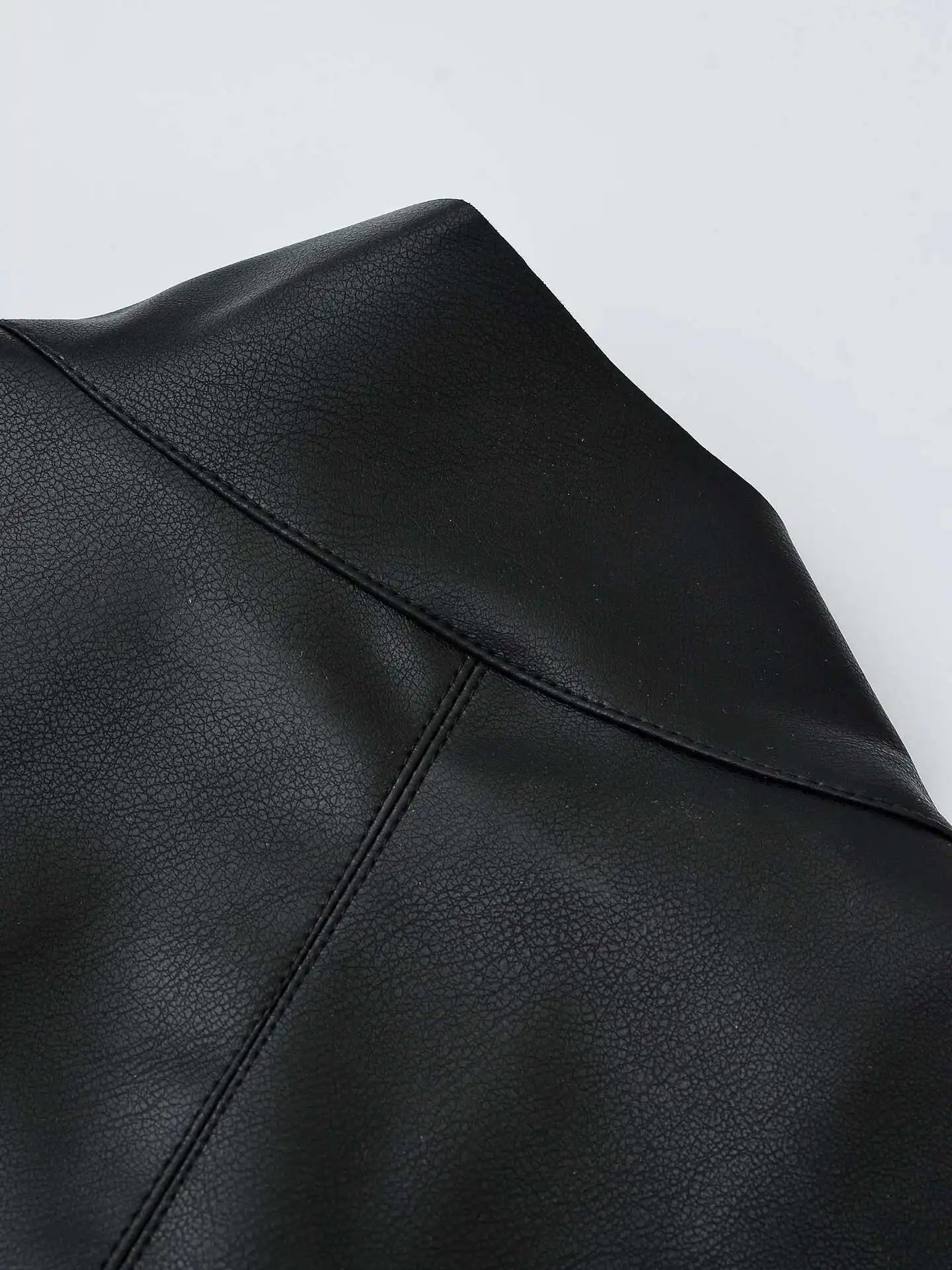 Asymmetric Zip Black Leather Jacket