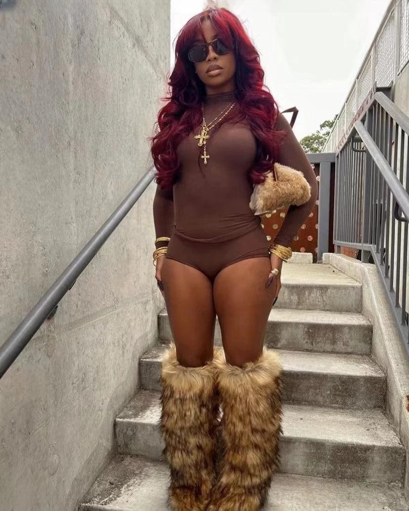 Faux Fur Long Boots