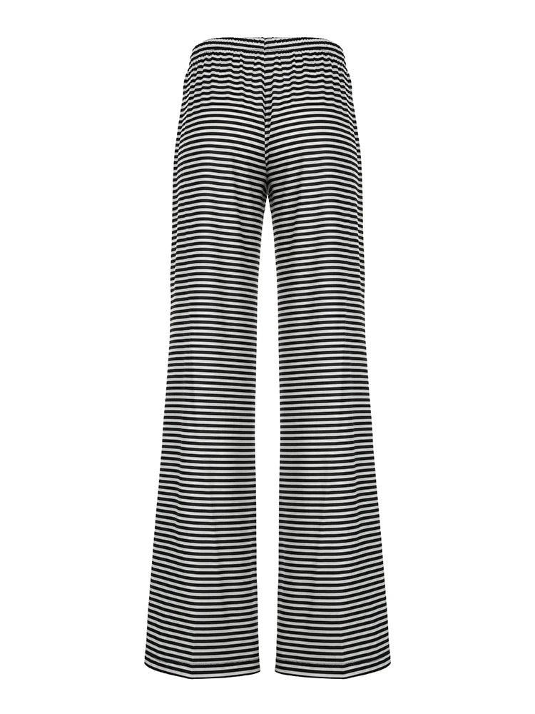 Black & White Striped Wide-Leg Pants