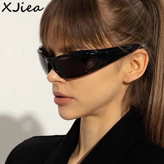 Futuristic Shield Sunglasses – Black Wraparound Sporty Eyewear for Women & Men