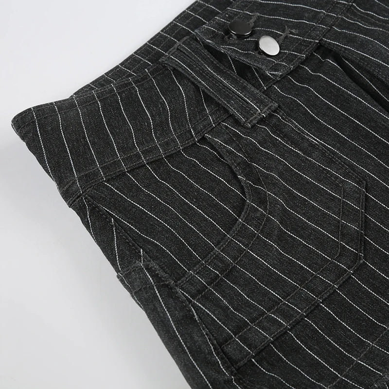 Low-Rise Pinstripe Micro Shorts – Y2K Street Style