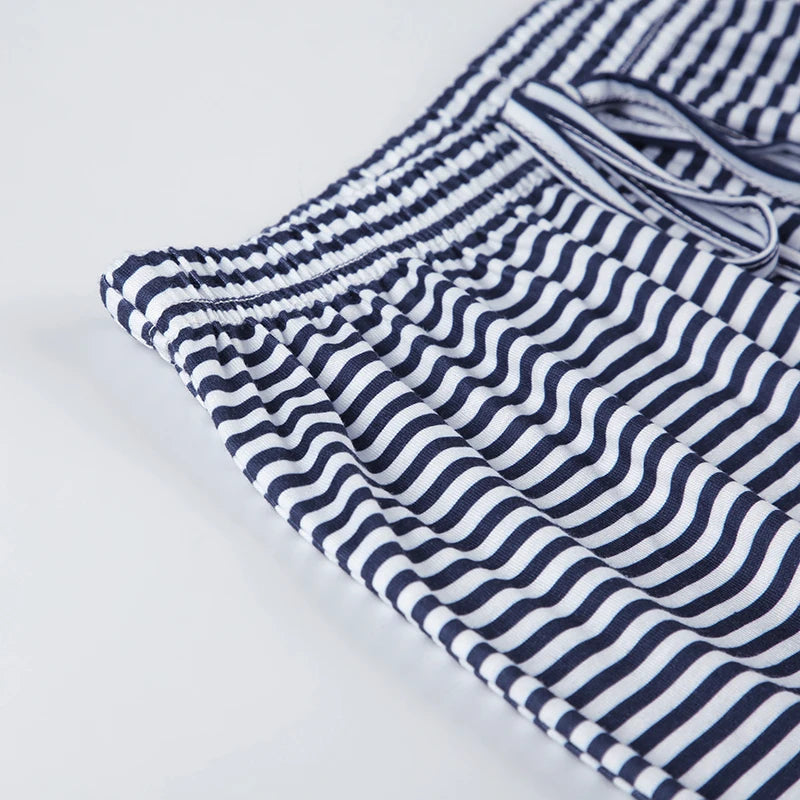 Black & White Striped Wide-Leg Pants