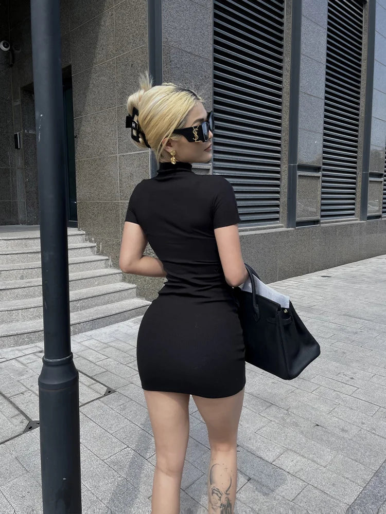 High Neck Bodycon Mini Dress