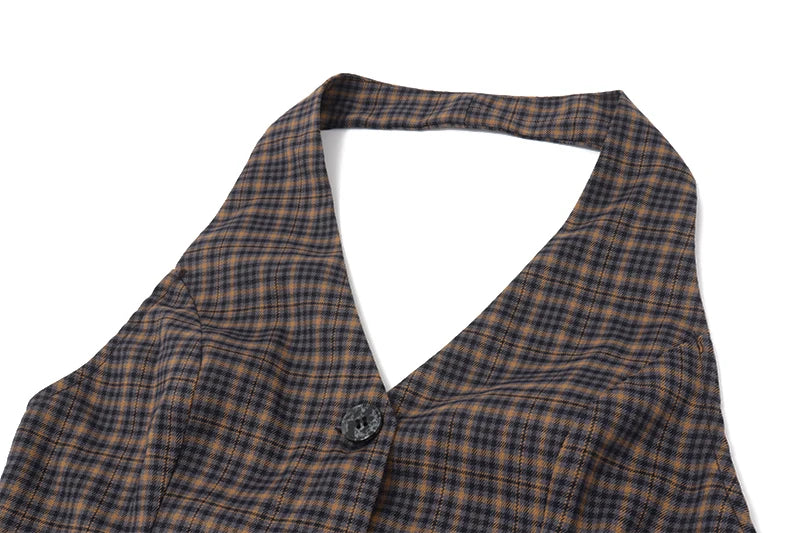 Vintage Check Sleeveless Vest