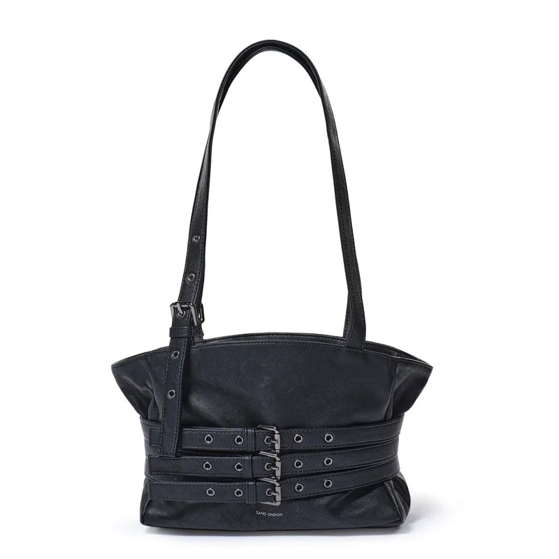 Belt Detail Structured Shoulder Bag