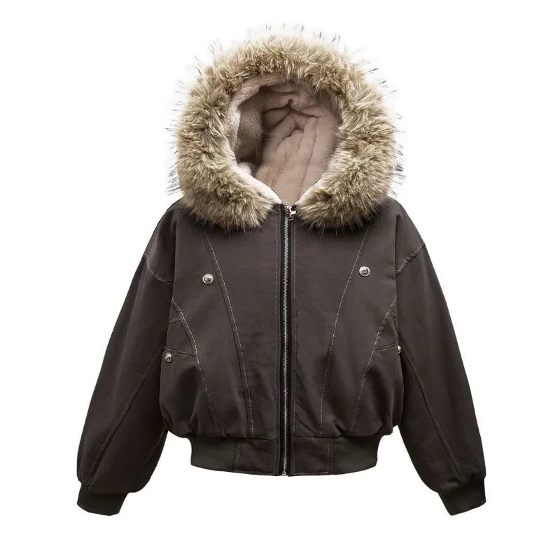 Fur Hood Winter Bomber Jacket
