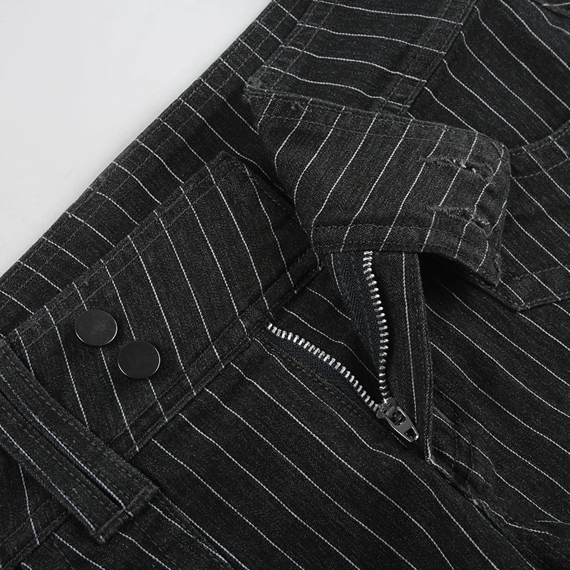 Low-Rise Pinstripe Micro Shorts – Y2K Street Style
