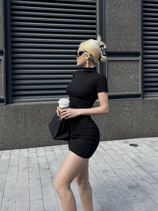 High Neck Bodycon Mini Dress