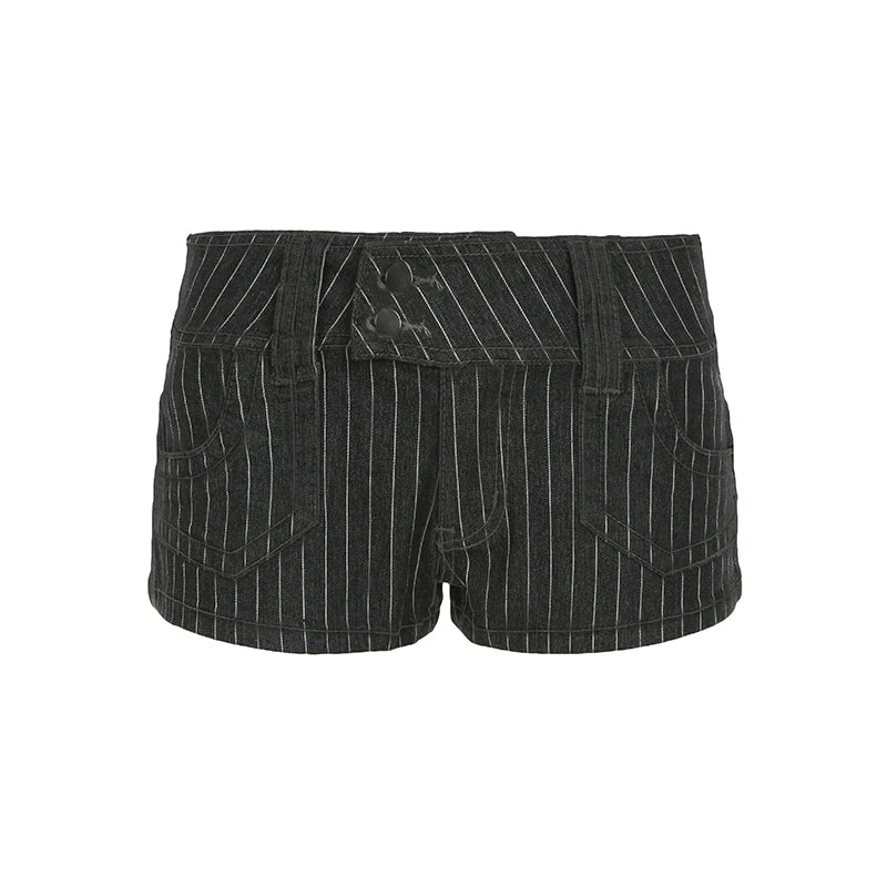 Low-Rise Pinstripe Micro Shorts – Y2K Street Style