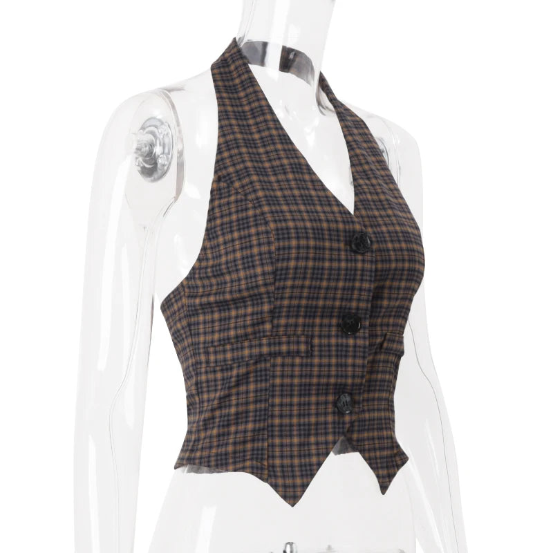 Vintage Check Sleeveless Vest