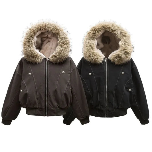 Fur Hood Winter Bomber Jacket