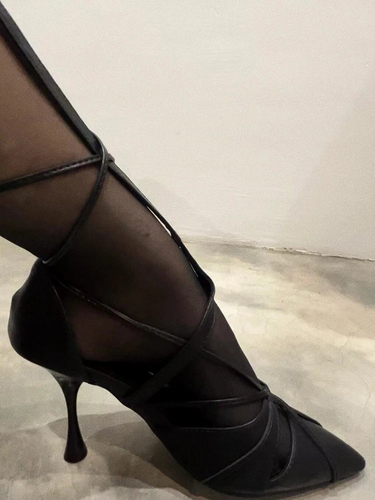 Stiletto Strap Black High Heel(8cm)