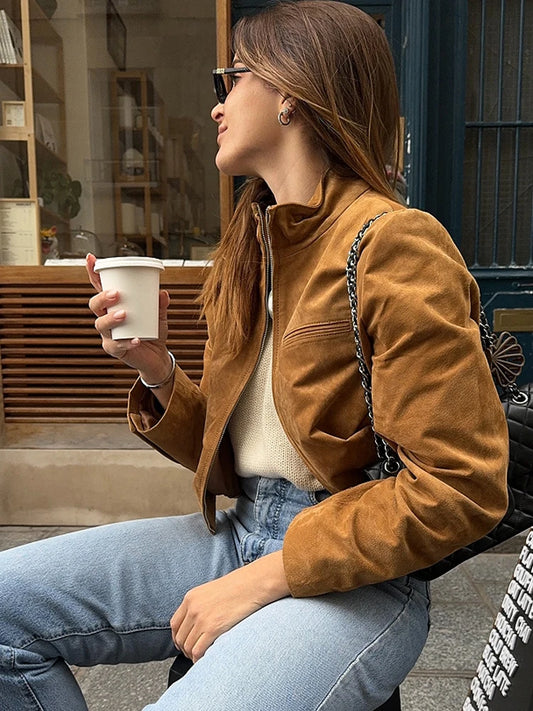 Women’s Faux Suede Cropped Jacket