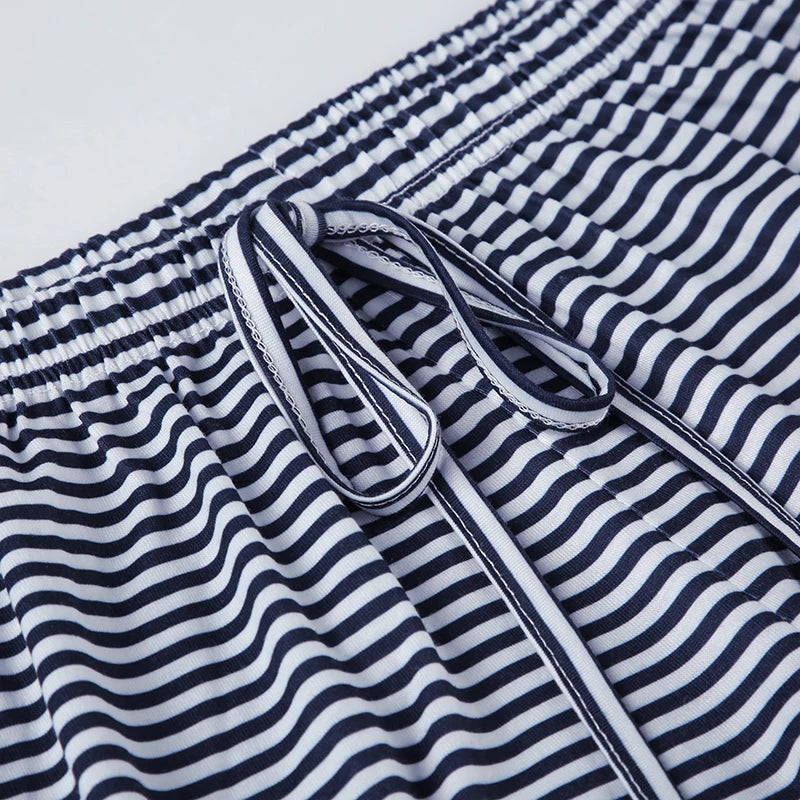 Black & White Striped Wide-Leg Pants