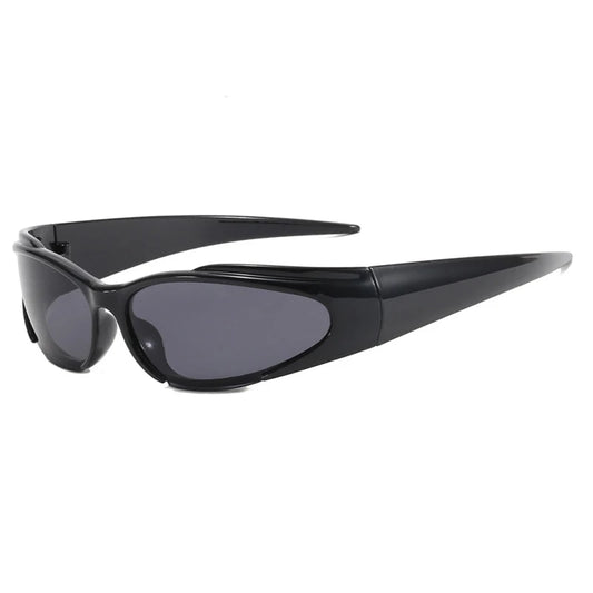 Futuristic Shield Sunglasses – Black Wraparound Sporty Eyewear for Women & Men