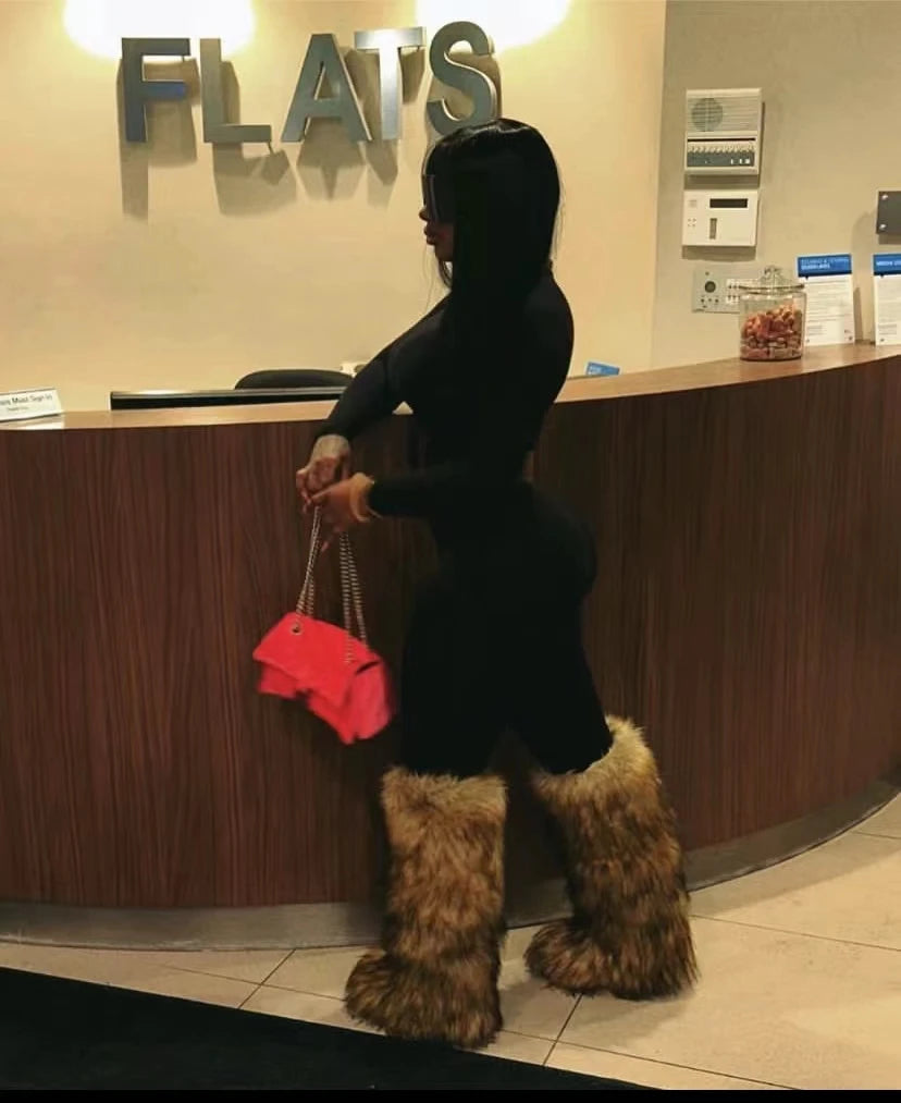 Faux Fur Long Boots