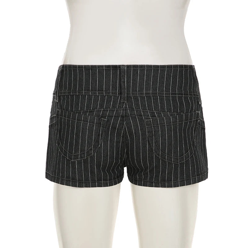 Low-Rise Pinstripe Micro Shorts – Y2K Street Style