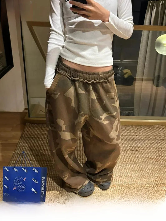 Oversized Camo Fleece Sweatpants – Unisex Street Fit