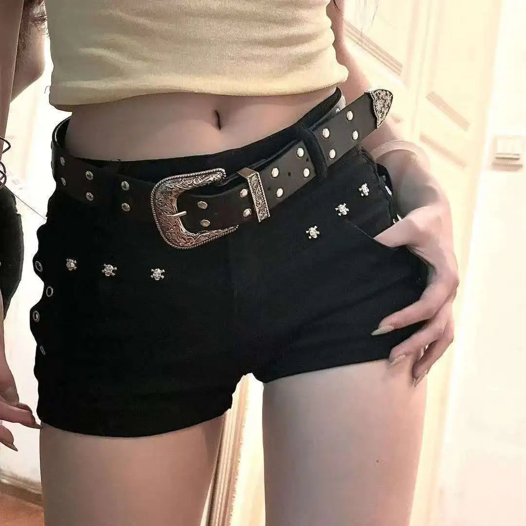 Studded Denim Shorts