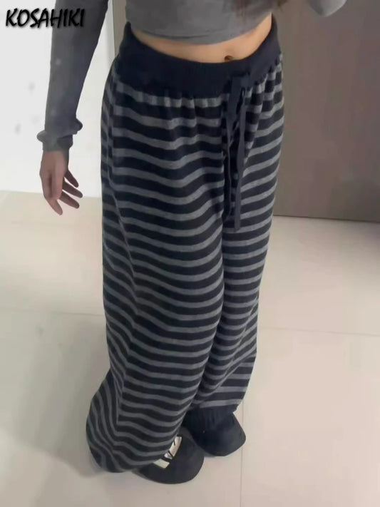 Charcoal Striped Wide-Leg Pants